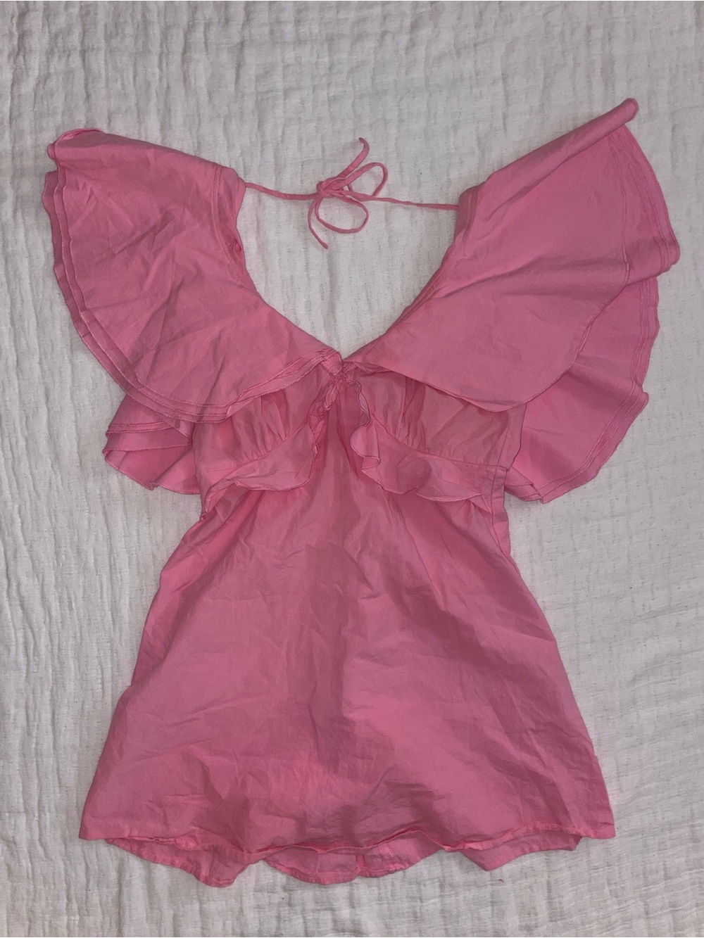 VRG Girl Pink Ruffle Mini Dress with Tie Back
